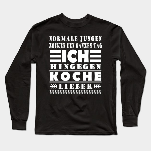 Kochen Koch Lecker Männer Chefkoch Spruch Long Sleeve T-Shirt by FindYourFavouriteDesign